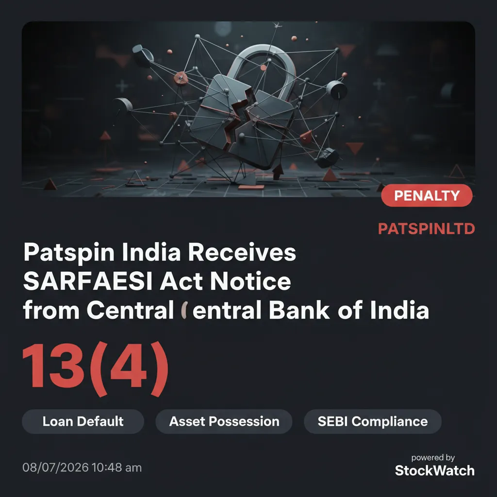 Patspin India Receives SARFAESI Act Notice from Central Bank of India